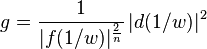 g=\frac{1}{|f(1/w)|^{\frac{2}{n}}}\,|d(1/w)|^2 