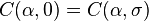 C(\alpha,0) = C(\alpha,\sigma)