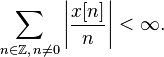 \sum_{n\in\Z,\,n\ne 0}\left|\frac{x[n]}n\right|<\infty.