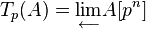 T_p(A)=\underset{\longleftarrow}{\lim} A[p^n]