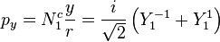 p_y = N_1^c \frac{y}{r} = \frac{i}{\sqrt{2}} \left(Y_1^{-1}+Y_1^1\right)