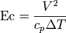  \mathrm{Ec} = \frac{V^2}{c_p\Delta T}  