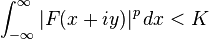 \int_{-\infty}^\infty |F(x + iy)|^p\,dx < K 