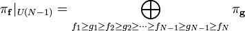 \pi_{\mathbf{f}}|_{U(N-1)}= \bigoplus_{f_1\ge g_1 \ge f_2\ge g_2\ge \cdots \ge f_{N-1}\ge g_{N-1}\ge f_N} \pi_{\mathbf{g}}