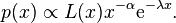 p(x) \propto L(x) x^{-\alpha} \mathrm{e}^{-\lambda x}.