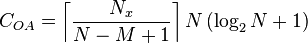 C_{OA}=\left\lceil \frac{N_x}{N-M+1}\right\rceil
N\left(\log_2 N+1\right)\,