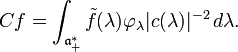  Cf=\int_{\mathfrak{a}_+^*} \tilde{f}(\lambda) \varphi_\lambda |c(\lambda)|^{-2} \, d\lambda.