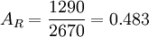 A_R = \frac{1290}{2670} = 0.483