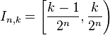 I_{n,k}=\left[\frac{k-1}{2^n},\frac{k}{2^n}\right)