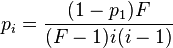 p_i=\frac{(1-p_1)F}{(F-1)i(i-1)}