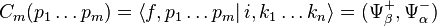 C_m(p_1\ldots p_m) = \left\langle f, p_1\ldots p_m \right|i, k_1\ldots k_n \rangle = (\Psi_\beta^+,\Psi_\alpha^-)