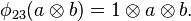 \phi_{23}(a \otimes b) = 1 \otimes a \otimes b.