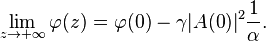 \lim_{z\rightarrow +\infty} \varphi(z) = \varphi(0) - \gamma|A(0)|^2 \frac{1}{\alpha} .