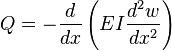 Q = -\frac{d}{d x}\left(EI\frac{d^2 w}{d x^2}\right)