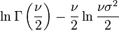  \ln \Gamma\left(\frac{\nu}{2}\right)-\frac{\nu}{2}\ln\frac{\nu\sigma^2}{2}