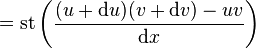 =\operatorname{st}\left(\frac{(u + \mathrm du)(v + \mathrm dv) - uv}{\mathrm dx}\right)