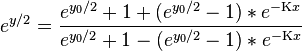 e^{y/2}=\frac{e^{y_0/2}+1+(e^{y_0/2}-1)*e^{-\Kappa x}}{e^{y_0/2}+1-(e^{y_0/2}-1)*e^{-\Kappa x}}