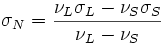 \sigma_N=\frac{\nu_L \sigma_L - \nu_S \sigma_S}{\nu_L - \nu_S}\,