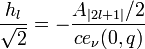 \frac {h_l} {\sqrt{2}}=- \frac {A_{|2l+1|}/2} {ce_{\nu}(0,q)}