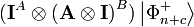 
(\mathbf{I}^{A}\otimes\left(  \mathbf{A\otimes I}\right)  ^{B})\left\vert
\Phi_{n+c}^{+}\right\rangle
