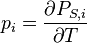 
p_i = \frac{\partial P_{S,i}} {\partial T}
