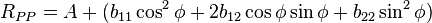 R_{PP}= A + (b_{11} \cos^2 \phi + 2b_{12} \cos\phi \sin\phi + b_{22} \sin^2 \phi)