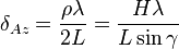 \delta_{Az} = \frac{\rho \lambda}{2 L} = \frac{H \lambda}{L \sin\gamma}