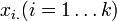 x_{i.} (i=1\ldots k)