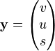 {\bold y}=\begin{pmatrix}v\\ u  \\s \end{pmatrix}