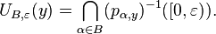 U_{B,\varepsilon}(y) = \bigcap_{\alpha\in B} (p_{\alpha,y})^{-1}([0,\varepsilon)).