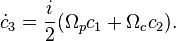 \dot c_3=\frac i2(\Omega_p c_1+\Omega_c c_2).