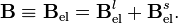 \mathbf{B} \equiv \mathbf{B}_\text{el} = \mathbf{B}_\text{el}^l + \mathbf{B}_\text{el}^s.