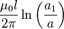  \frac{\mu_0 l}{2\pi} \ln\left(\frac{a_1}{a}\right) 