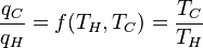 \frac{q_C}{q_H} = f(T_H,T_C) = \frac{T_C}{T_H}