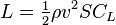 
L = \tfrac12\rho v^2 S C_L
