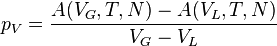 p_V=\frac{A(V_G,T,N)-A(V_L,T,N)}{V_G-V_L}