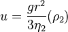  u=\frac{gr^2}{3\eta_2}(\rho_2)\!