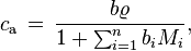 c_{\rm a}\,=\,\frac{b \varrho}{1+\sum_{i=1}^{n} b_i M_i},