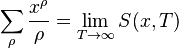 \sum_\rho\frac{x^\rho}{\rho} = \lim_{T \rightarrow \infty} S(x,T) \ 