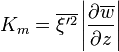 \ K_m=\overline{\xi'^2} \left| \frac{\part \overline{w}}{\part z}\right|