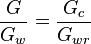  \frac{G}{G_w} = \frac{G_{c}}{G_{wr}}