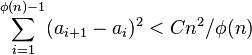  \sum_{i=1}^{\phi(n)-1} (a_{i+1}-a_i)^2 < C n^2 / \phi(n) 