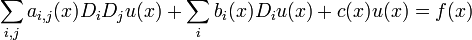 \sum_{i,j} a_{i,j}(x) D_i D_j u(x) + \sum_i b_i(x) D_i u(x) + c(x) u(x) = f(x)