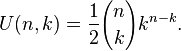 U(n,k) = \frac{1}{2}{n \choose k} k^{n-k}.