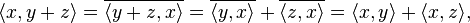  \langle x, y + z \rangle = \overline{\langle y + z, x \rangle} = \overline{\langle y, x \rangle} + \overline{\langle z, x \rangle} = \langle x, y \rangle + \langle x, z \rangle,