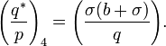 \Bigg(\frac{q^*}{p}\Bigg)_4= \Bigg(\frac{\sigma(b+\sigma)}{q}\Bigg).