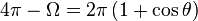 4\pi - \Omega = 2\pi \left(1 + \cos {\theta} \right)