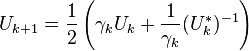 U_{k+1}=\frac12\left(\gamma_kU_k+\frac1{\gamma_k}(U_k^*)^{-1}\right)