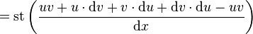 =\operatorname{st}\left(\frac{uv + u \cdot \mathrm dv + v \cdot \mathrm du + \mathrm dv \cdot \mathrm du -uv}{\mathrm dx}\right)