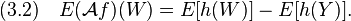  (3.2)\quad
E(\mathcal{A}f)(W)=E[h(W)] - E[h(Y)].
